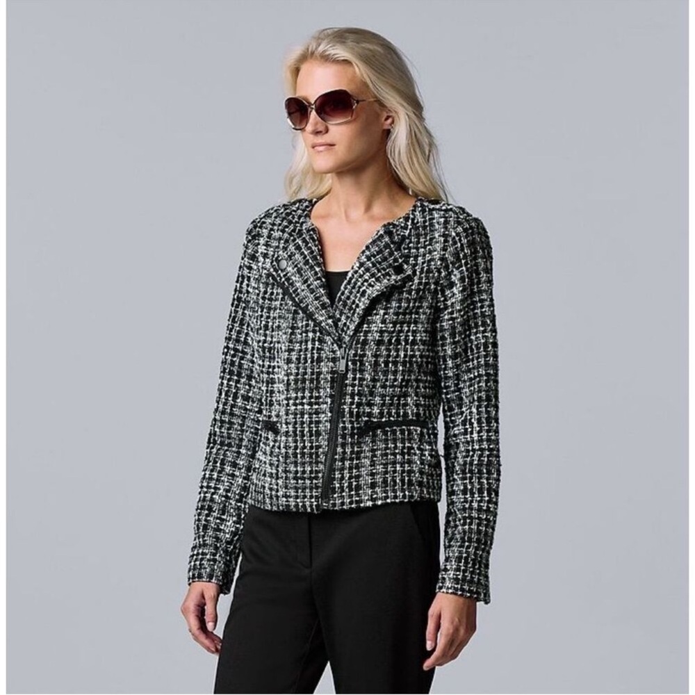 Simply Vera Vera Wang Black and White Textured Blazer